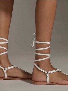 NWT Anthropologie Pilcro harness tie-up sandals - white